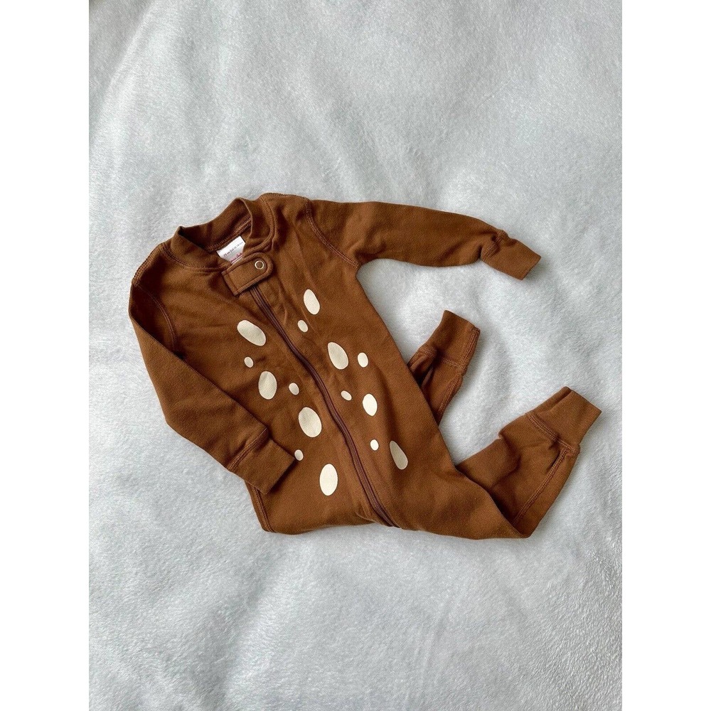 Hanna Andersson Baby Size 75 US 12-18 Month Holiday Deer Zip Sleeper Pajama